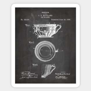 Tea Cup Patent - Tea Coffee Lover Home Kitchen Décor Art - Black Chalkboard Sticker